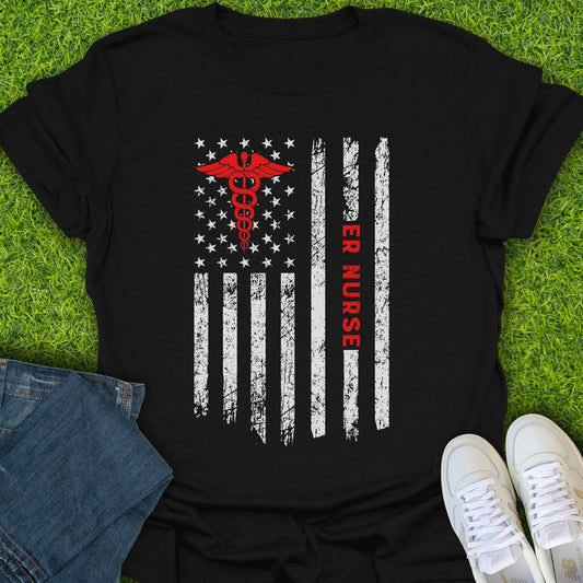 T-Shirt Black / S ER Nurse Flag Tee