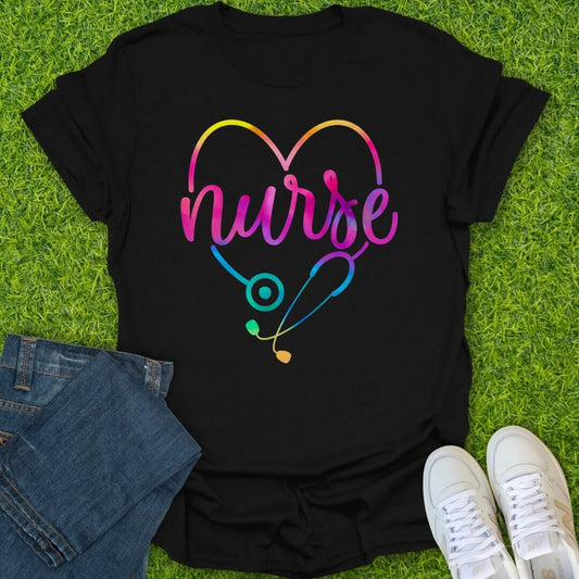 T-Shirt Black / S Rainbow Nurse Tee