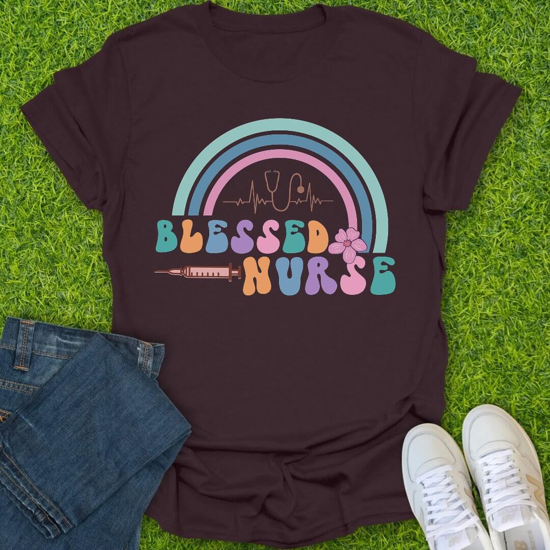 T-Shirt Dark Chocolate / S Blessed Nurse Energy Tee