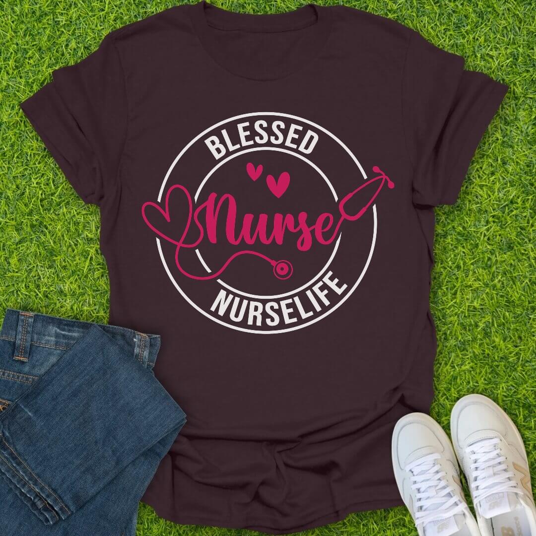 T-Shirt Dark Chocolate / S Blessed Nurse Life Tee