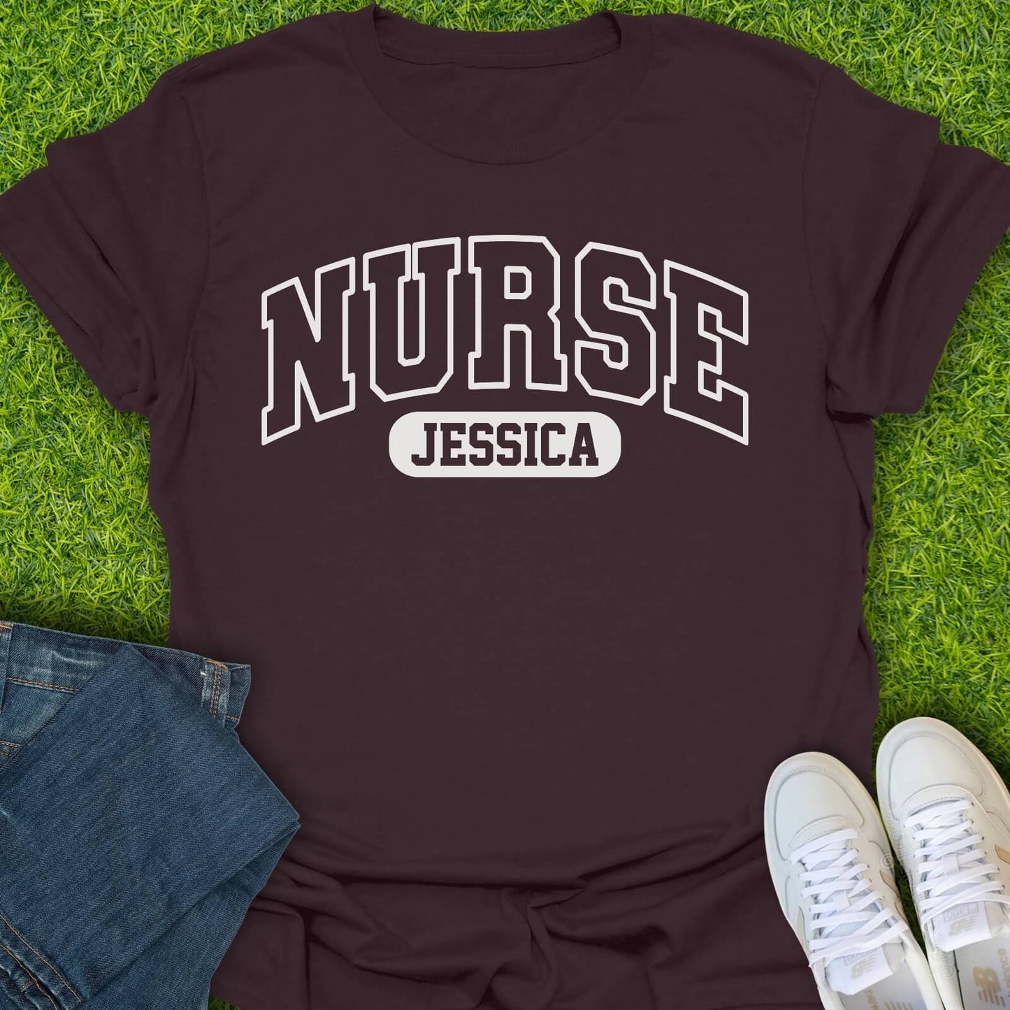 T-Shirt Dark Chocolate / S Custom Nurse Varsity Tee