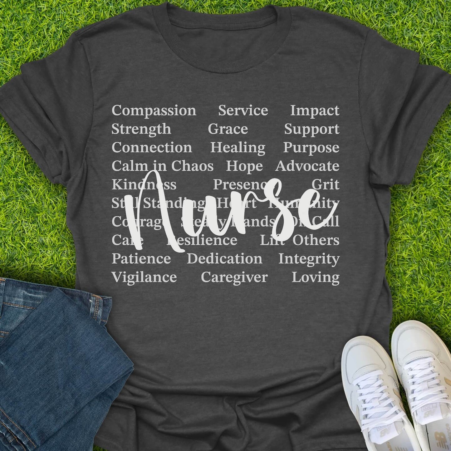 T-Shirt Dark Heather / S Nurse Words Tee