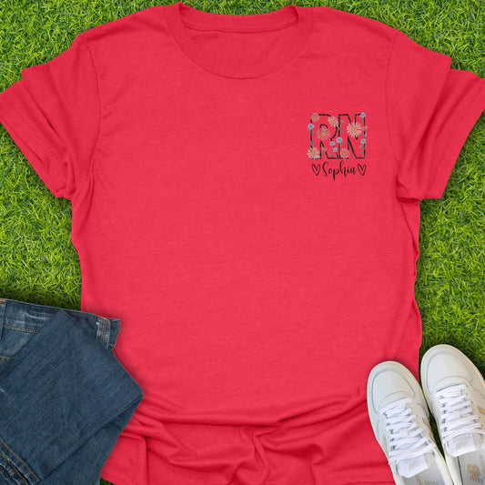 T-Shirt Heather Red / S Custom Bold Floral RN Tee