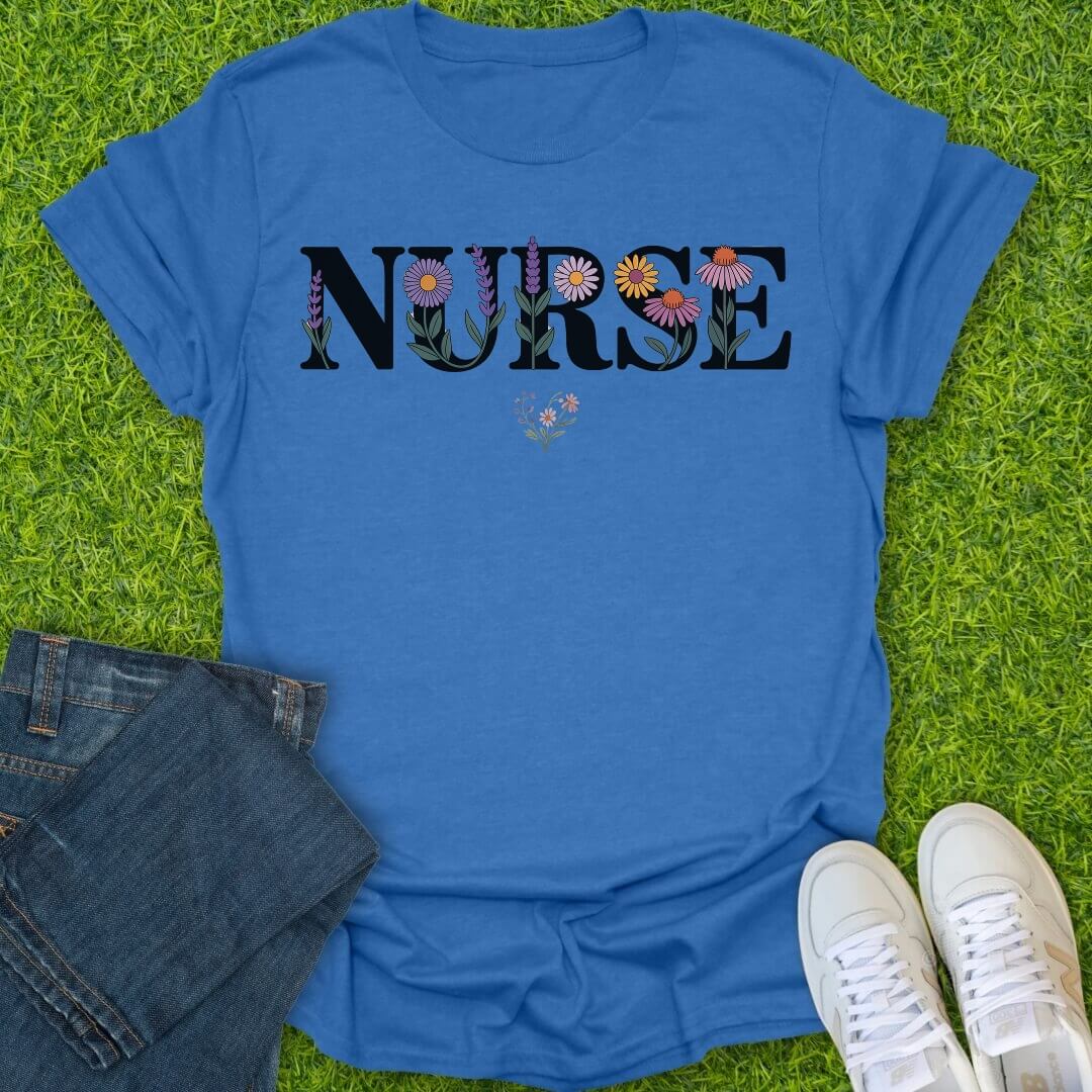 T-Shirt Heather Royal / S Floral Nurse Tee