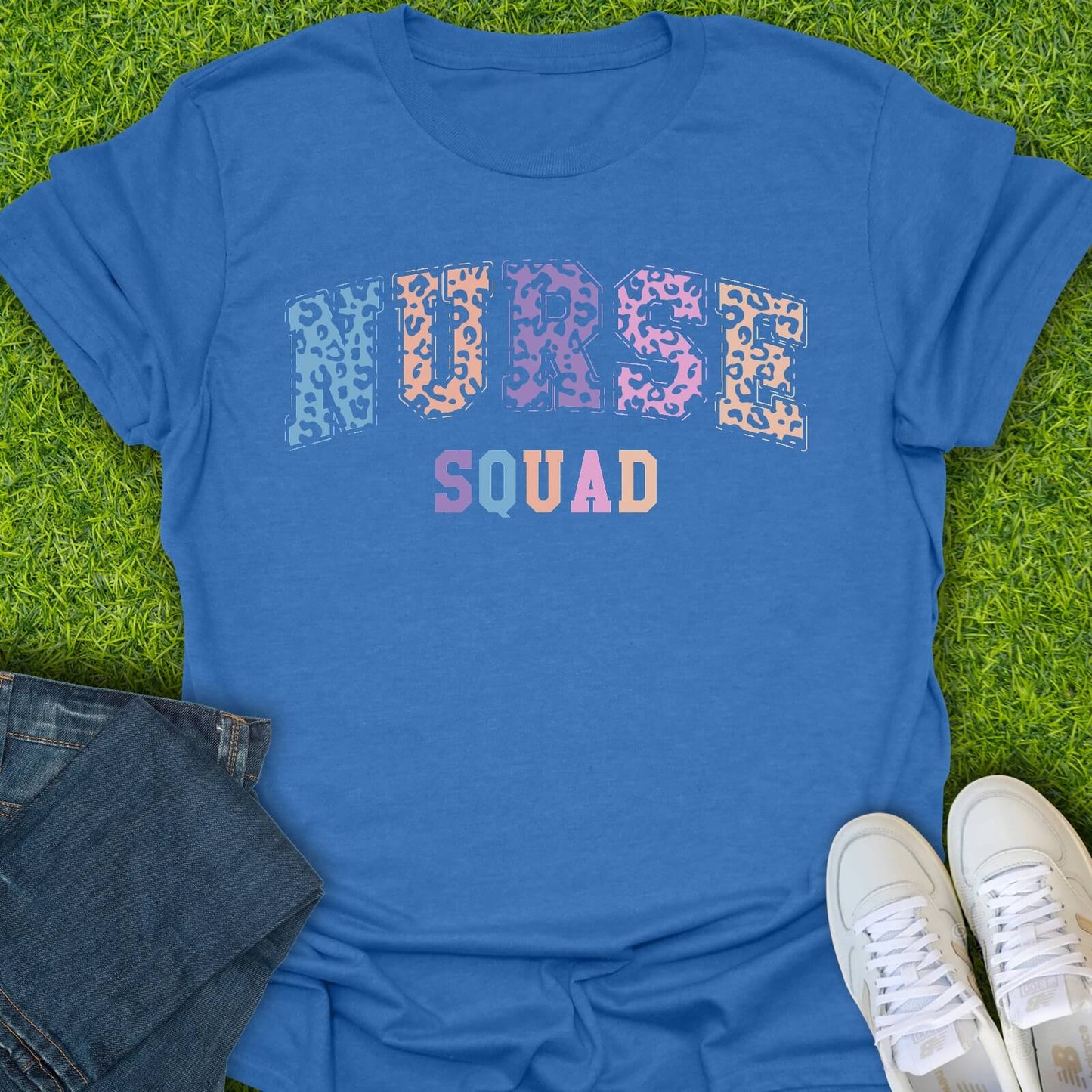 T-Shirt Heather Royal / S Leopard Nurse Squad Tee