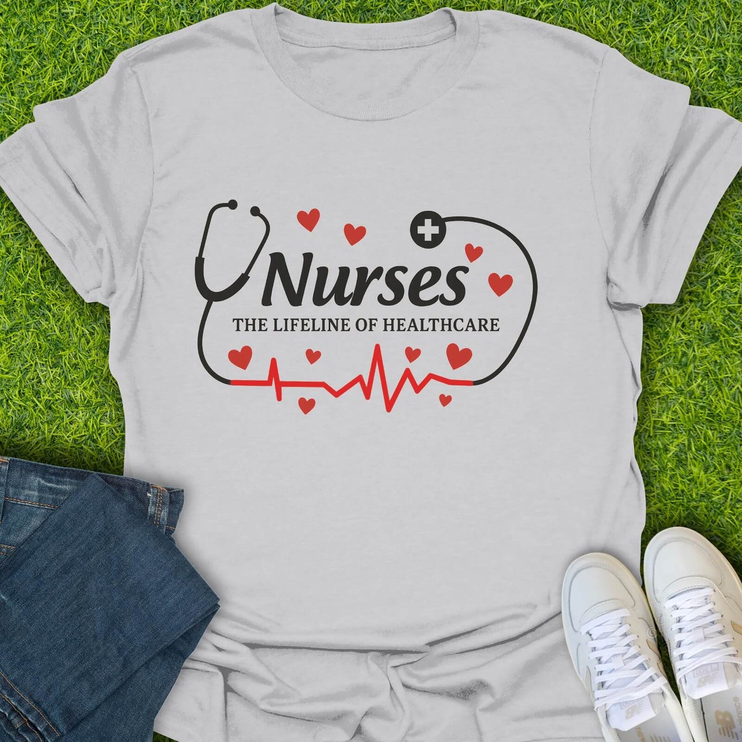 T-Shirt Ice Grey / S Nurses The Lifeline Of Healthcare Tee