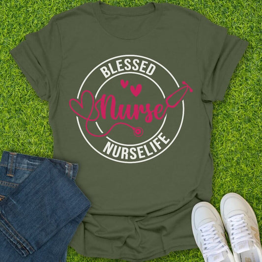 T-Shirt Military Green / S Blessed Nurse Life Tee