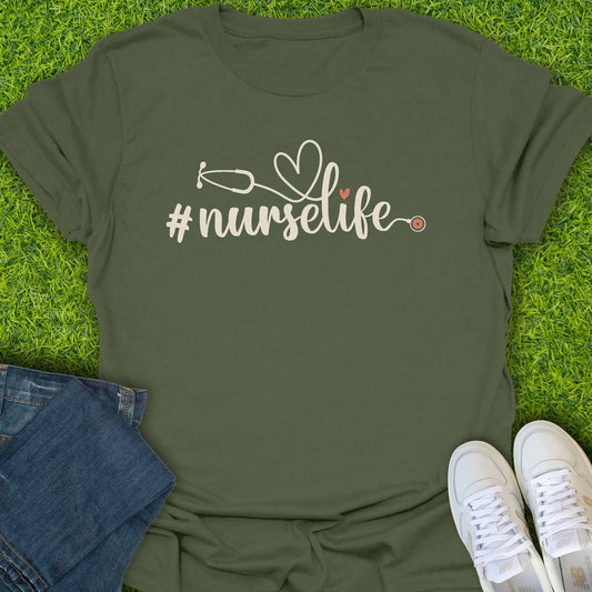 T-Shirt Military Green / S Nurselife Script Tee
