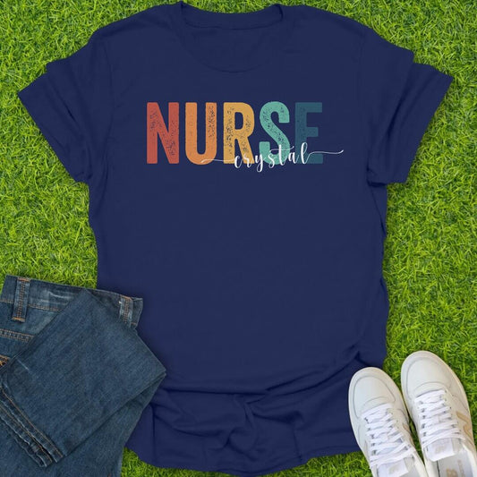 T-Shirt Navy / S Custom Rainbow Nurse Tee