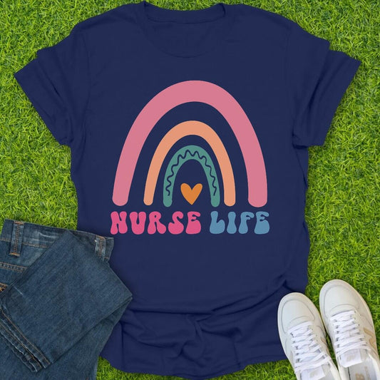 T-Shirt Navy / S Rainbow Nurse Life Tee