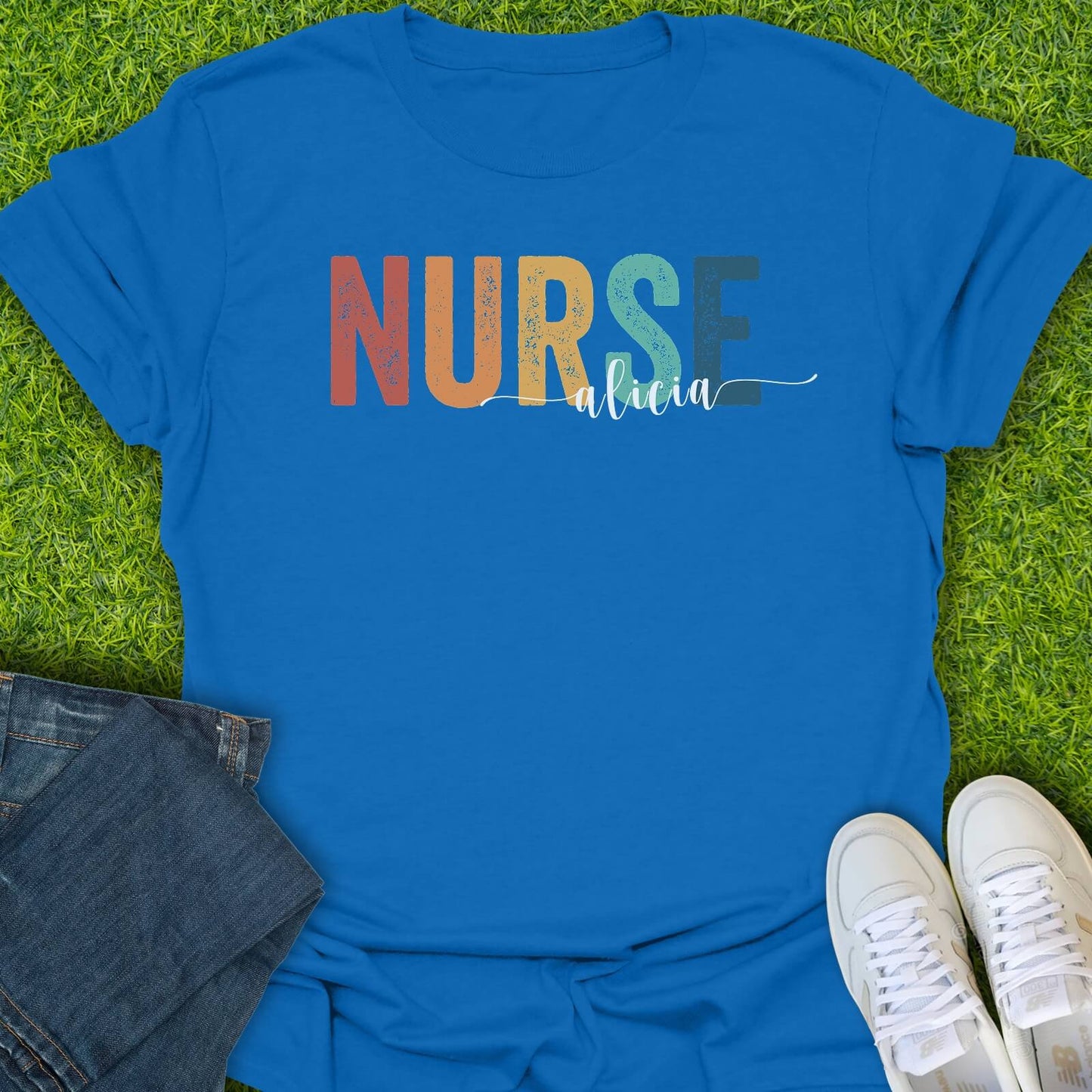 T-Shirt Royal / S Custom Rainbow Nurse Tee