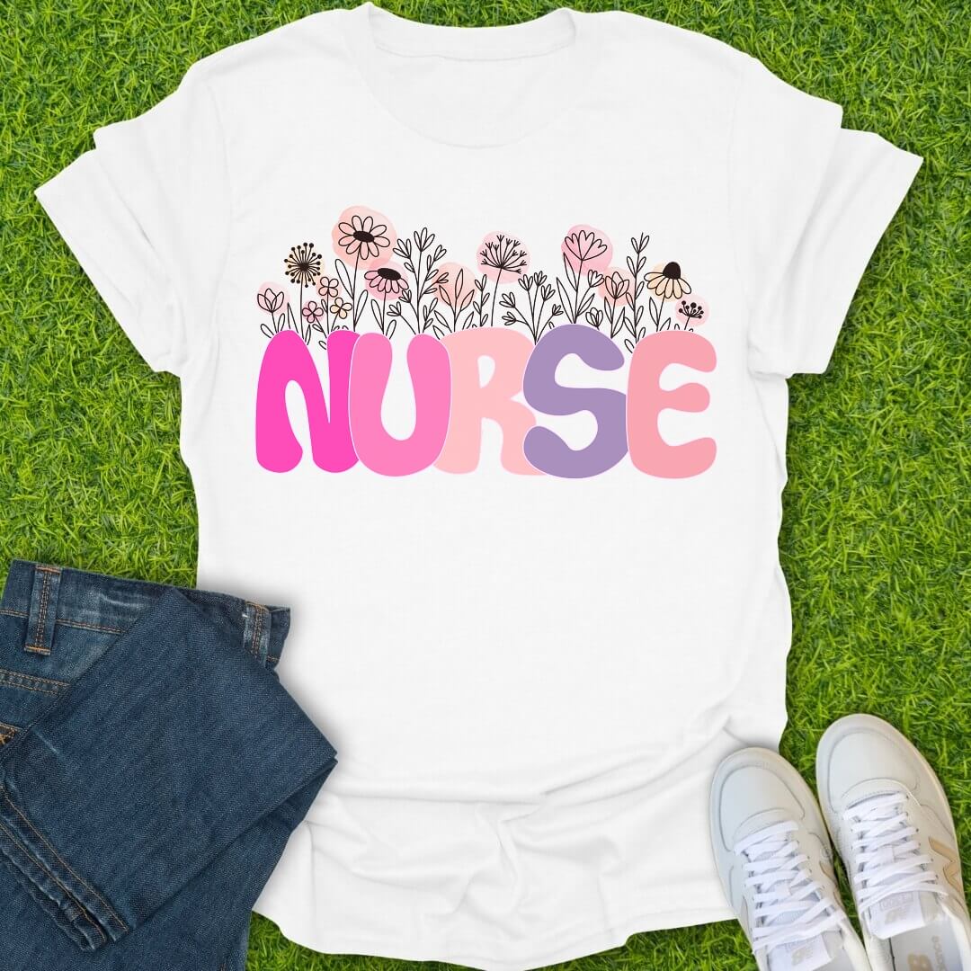 T-Shirt White / S Pastel Bloom Nurse Tee