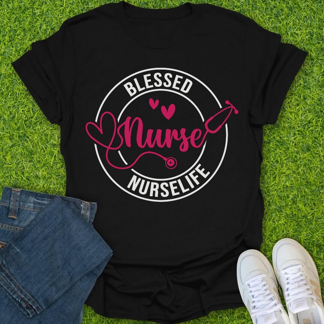 T-Shirt Black / S Blessed Nurse Life Tee