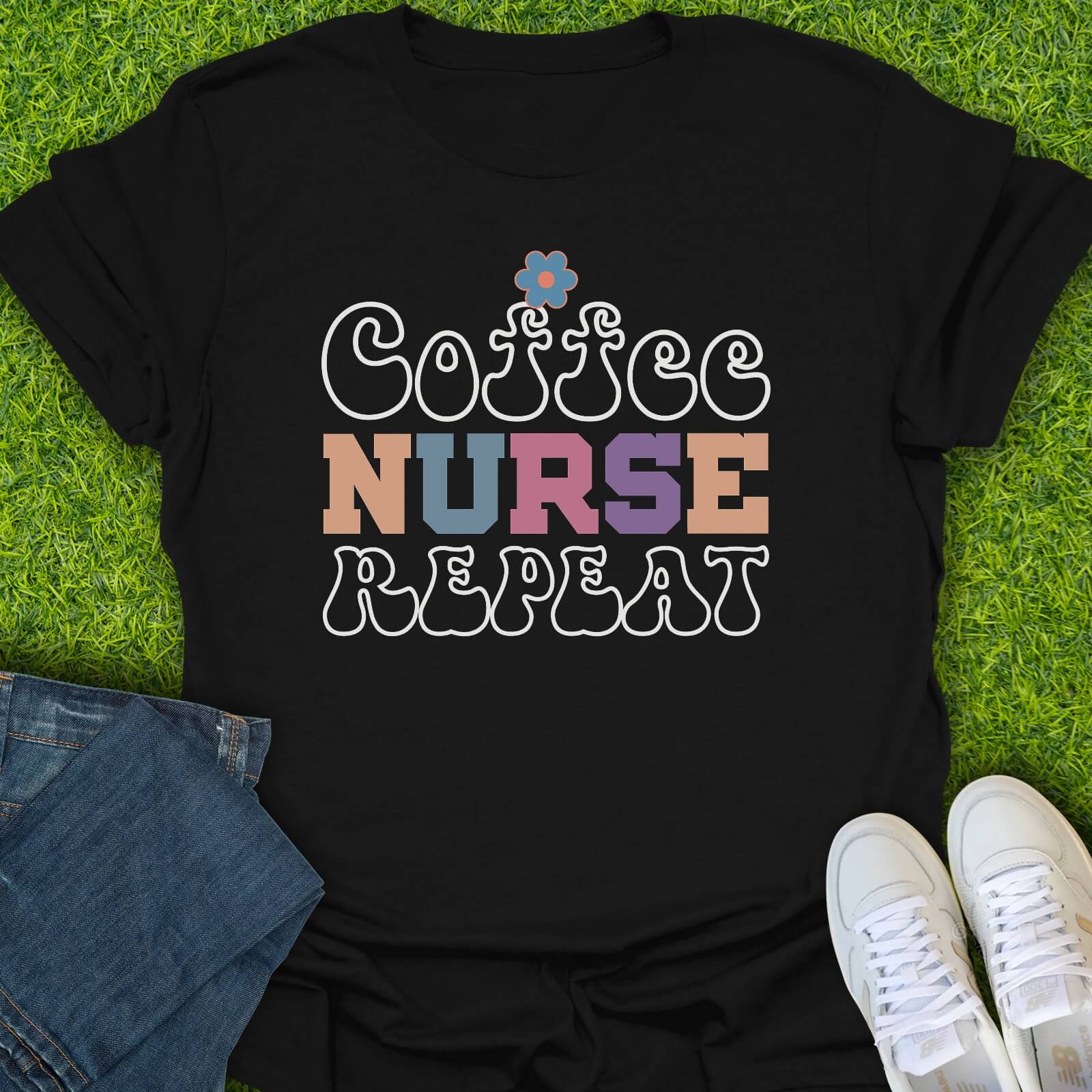 T-Shirt Black / S Coffee Nurse Repeat Tee