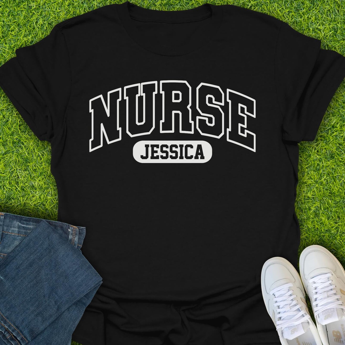T-Shirt Black / S Custom Nurse Varsity Tee