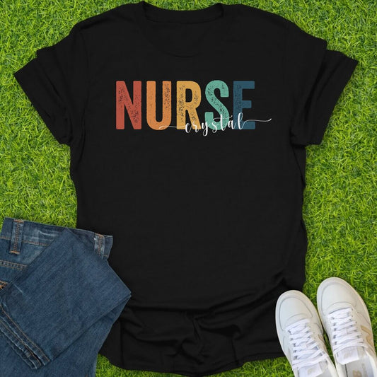 T-Shirt Black / S Custom Rainbow Nurse Tee