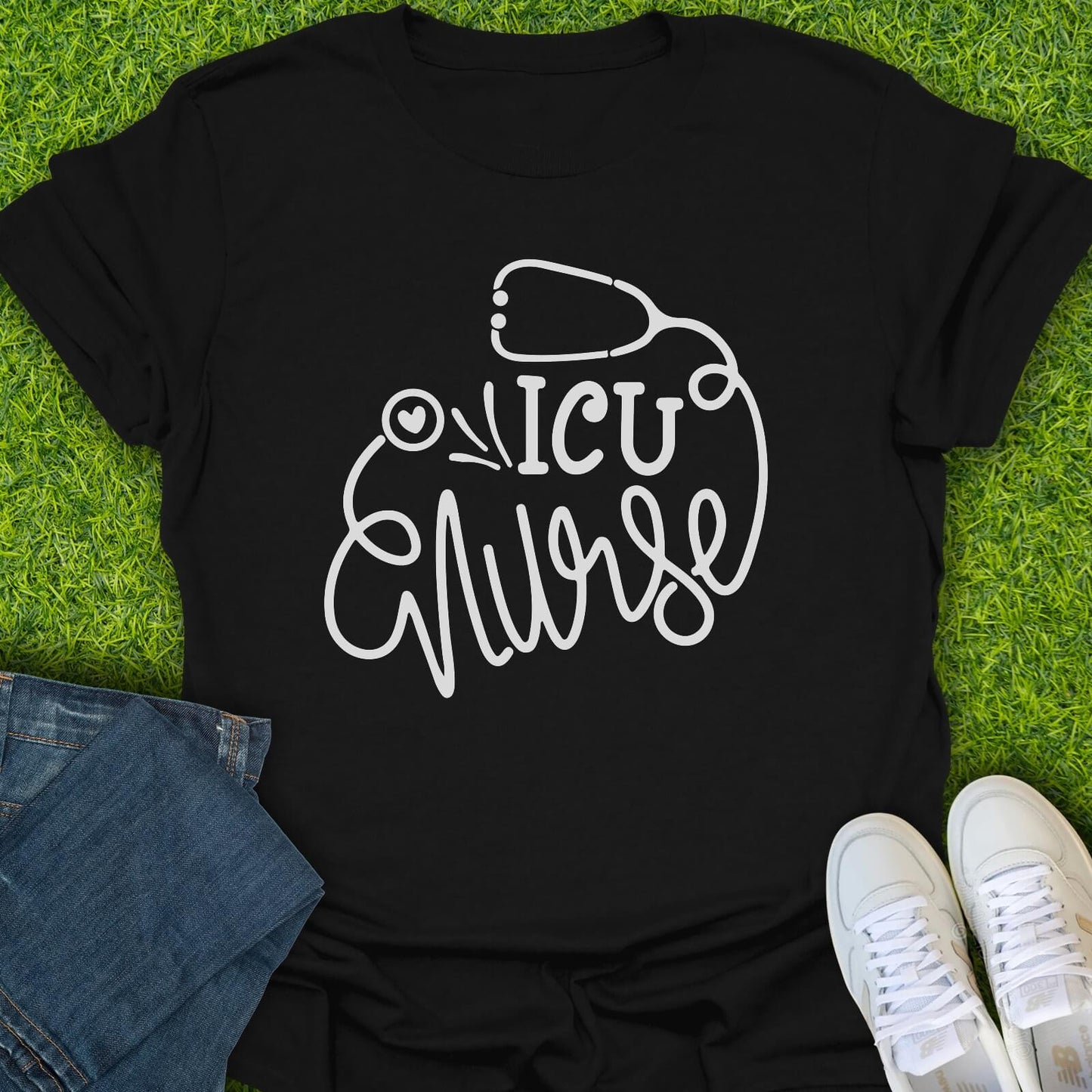 T-Shirt Black / S ICU Nurse Stethoscope Tee