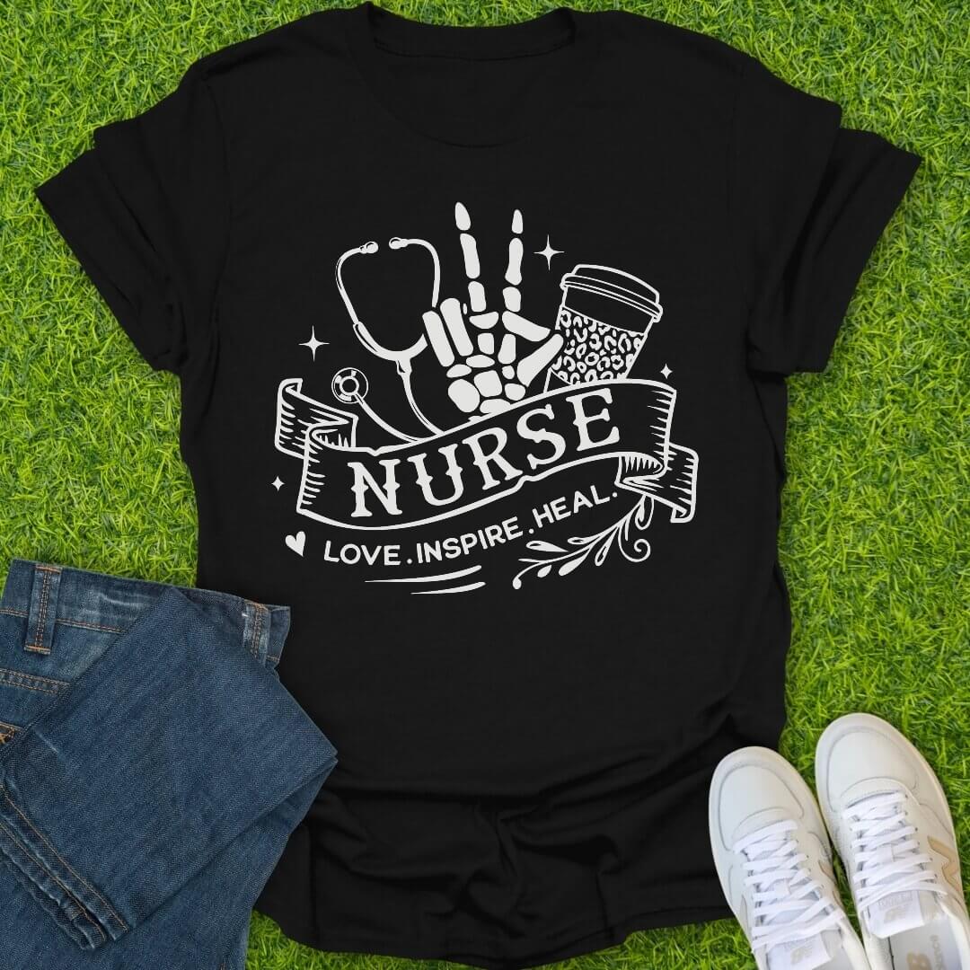 T-Shirt Black / S Love Inspire Heal Tee