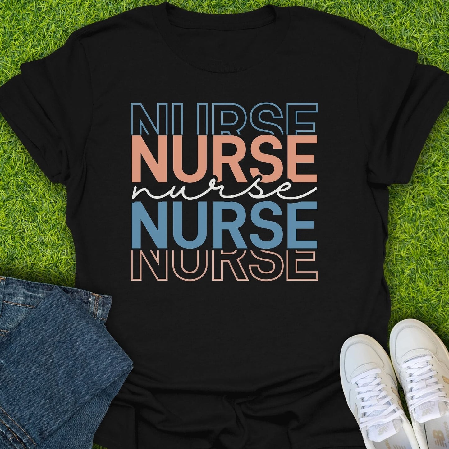 T-Shirt Black / S Nurse Stacked Retro Tee