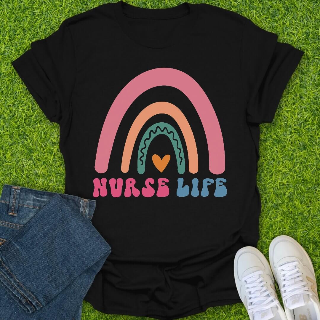 T-Shirt Black / S Rainbow Nurse Life Tee