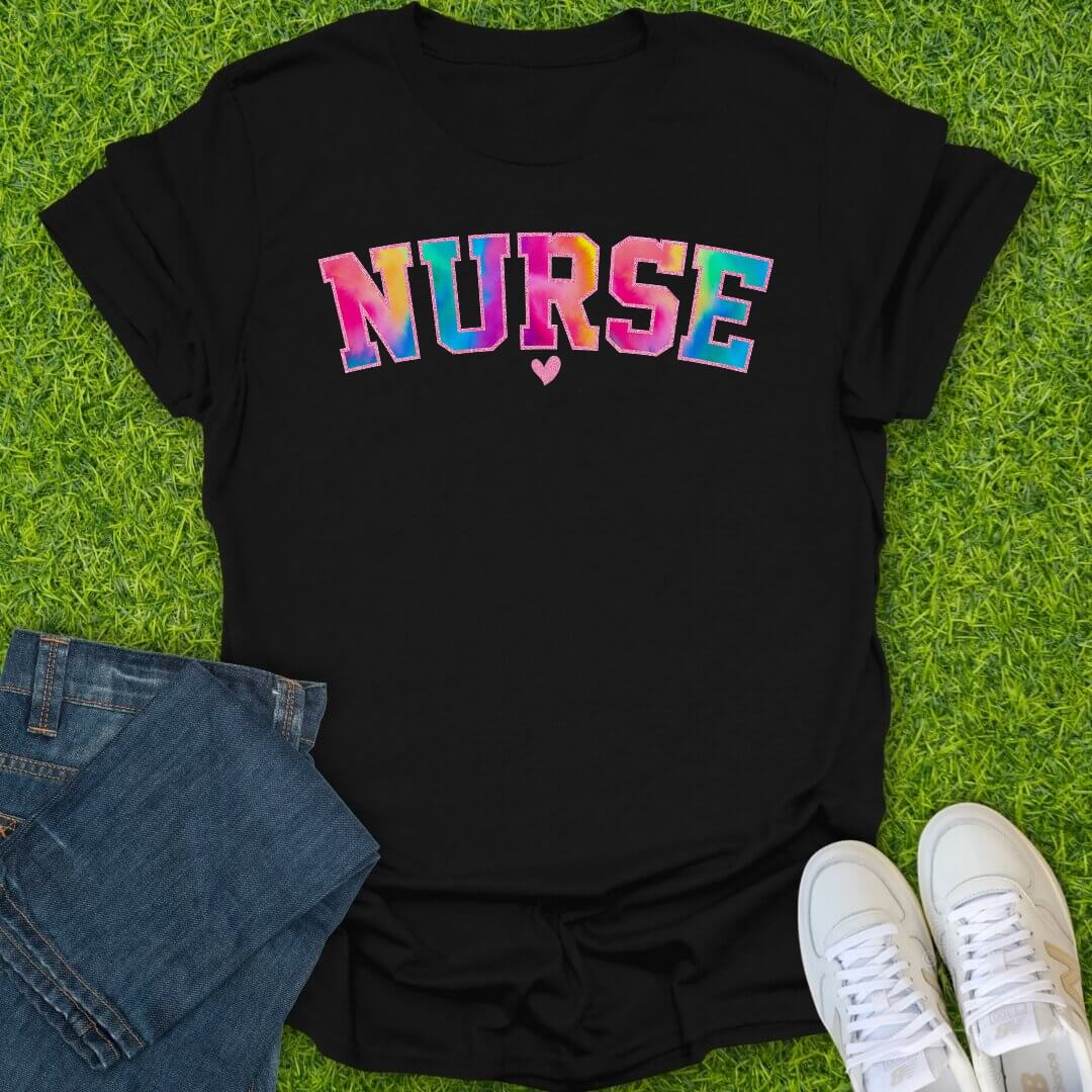 T-Shirt Black / S Rainbow Nurse Varsity Tee