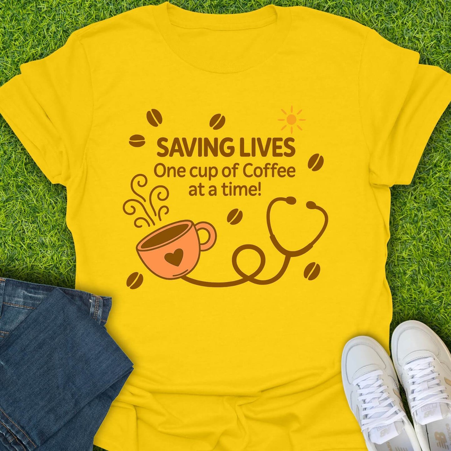 T-Shirt Daisy / S Saving Lives One Cup Of Coffee At A Time Tee