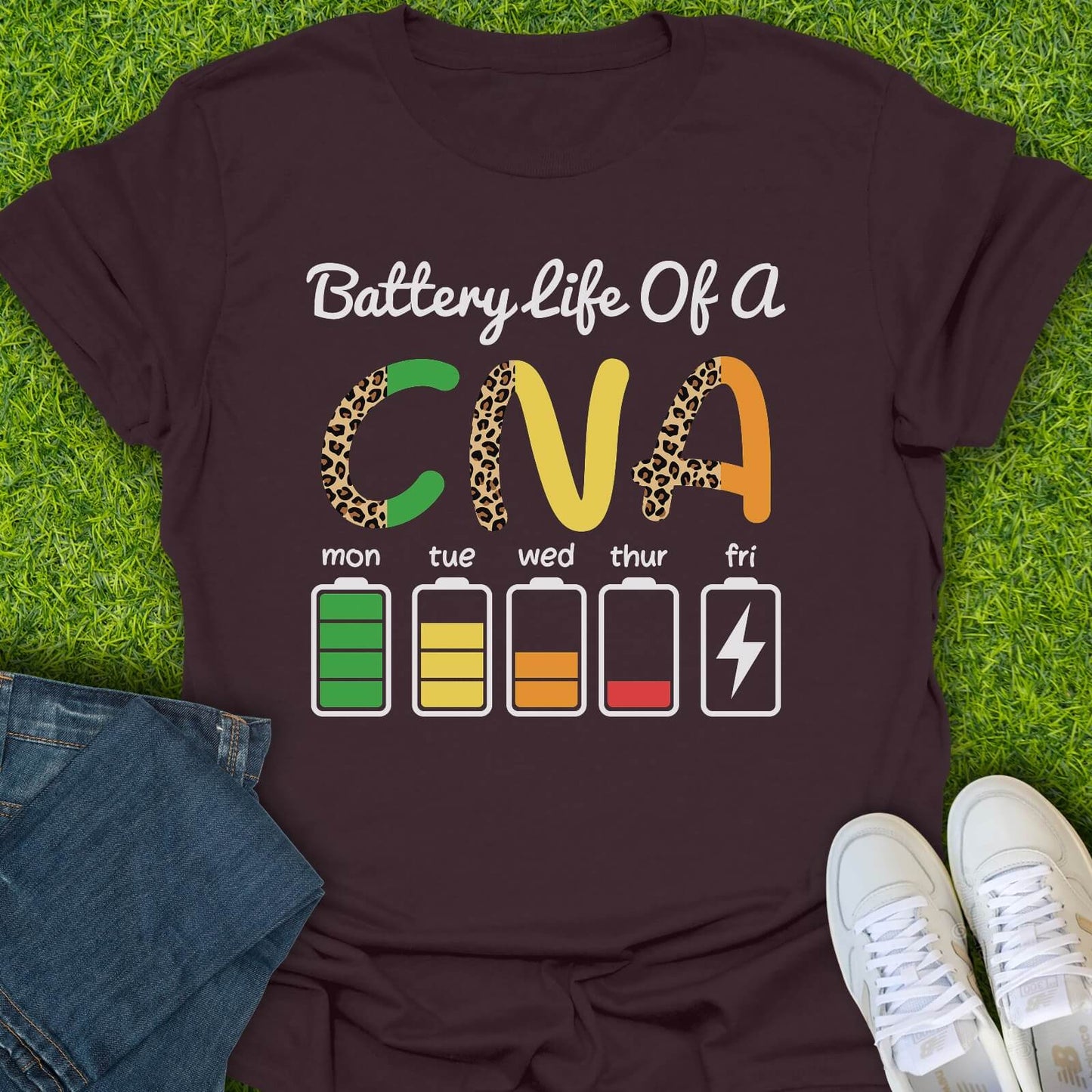 T-Shirt Dark Chocolate / S Battery Life Of A CNA Tee