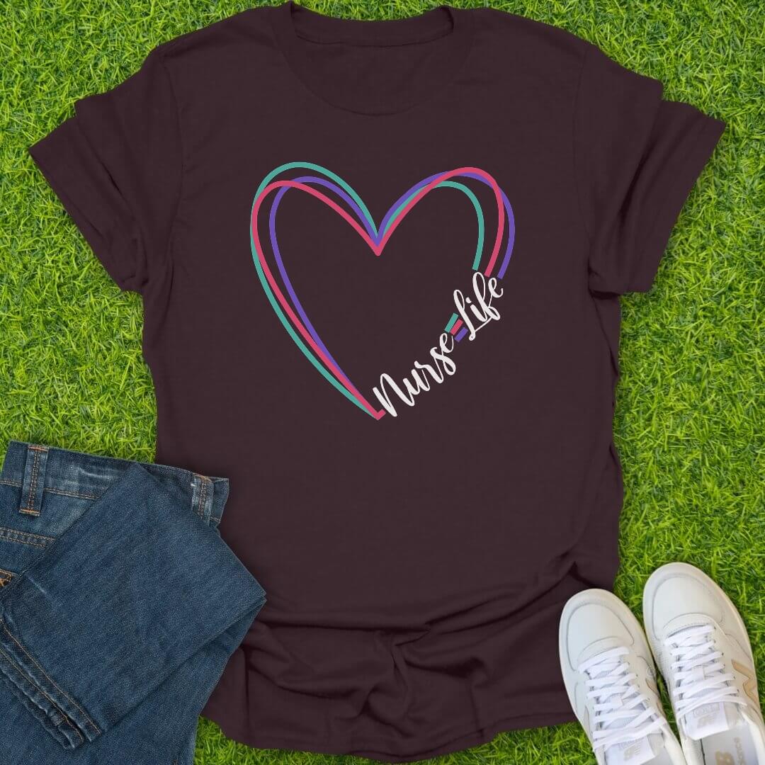 T-Shirt Dark Chocolate / S Colorful Nurse Life Tee