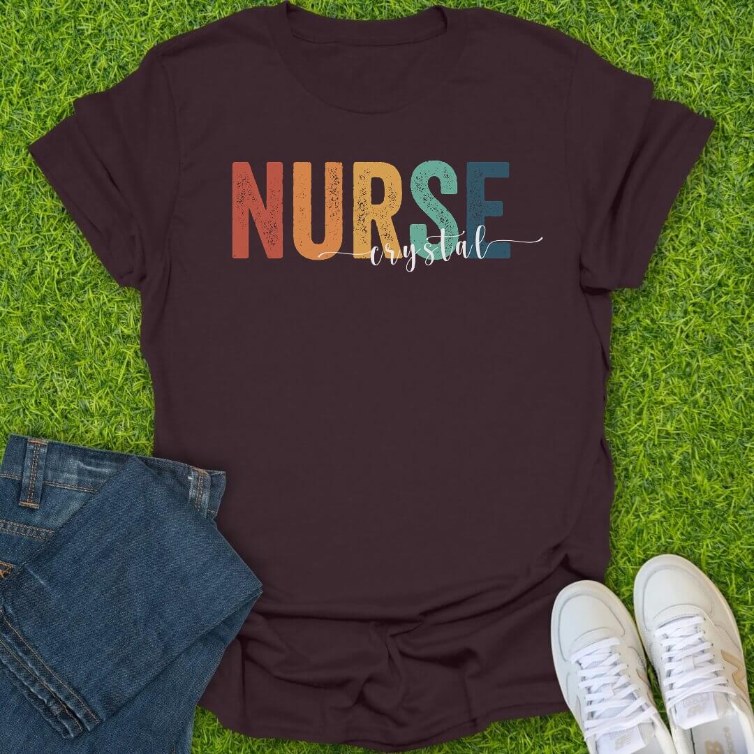 T-Shirt Dark Chocolate / S Custom Rainbow Nurse Tee