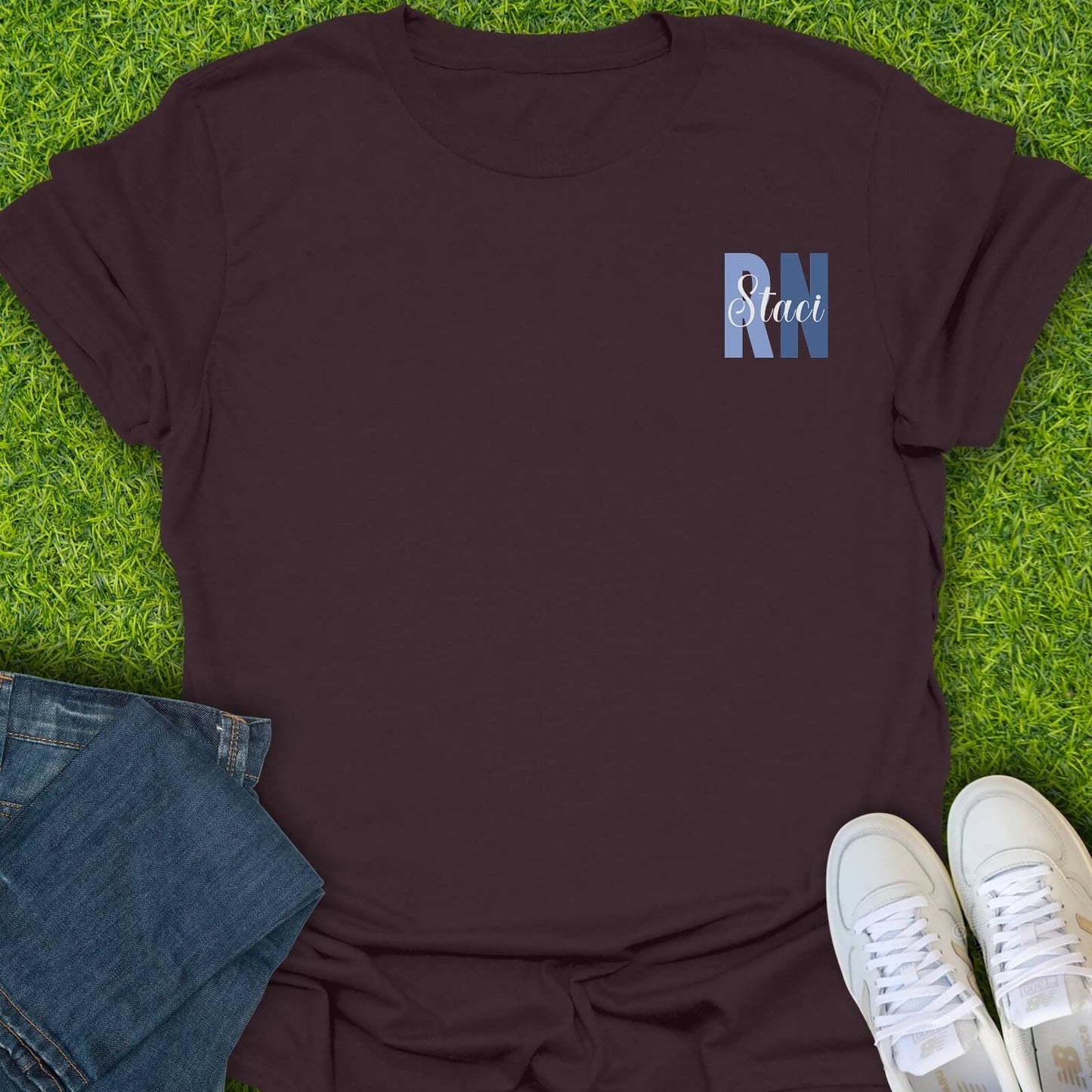 T-Shirt Dark Chocolate / S Custom RN Nurse Name Tee