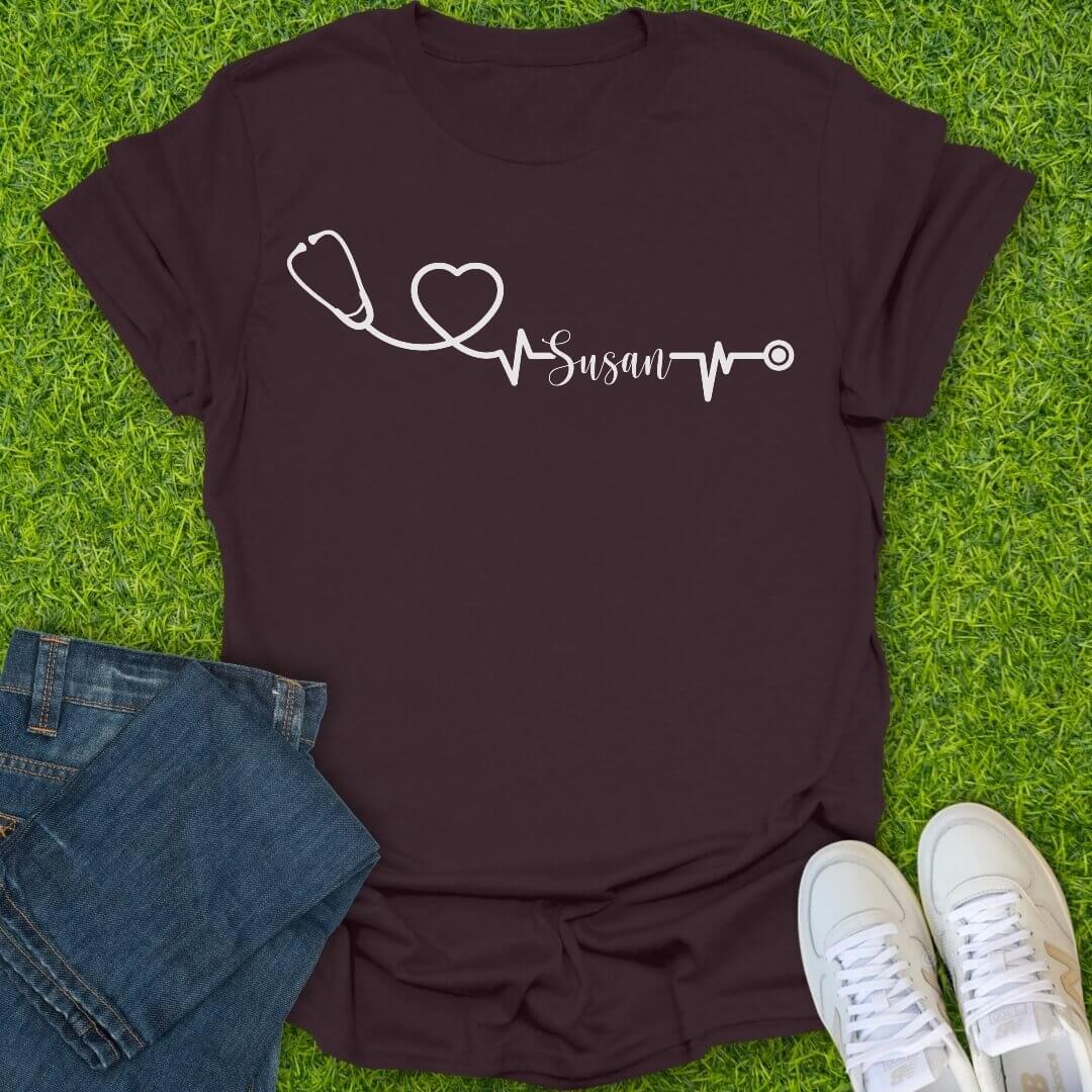 T-Shirt Dark Chocolate / S Custom StethoscopeTee