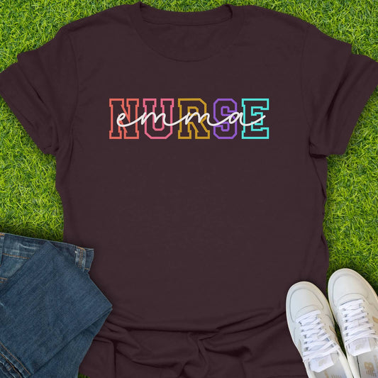 T-Shirt Dark Chocolate / S Custom Varsity Nurse Tee