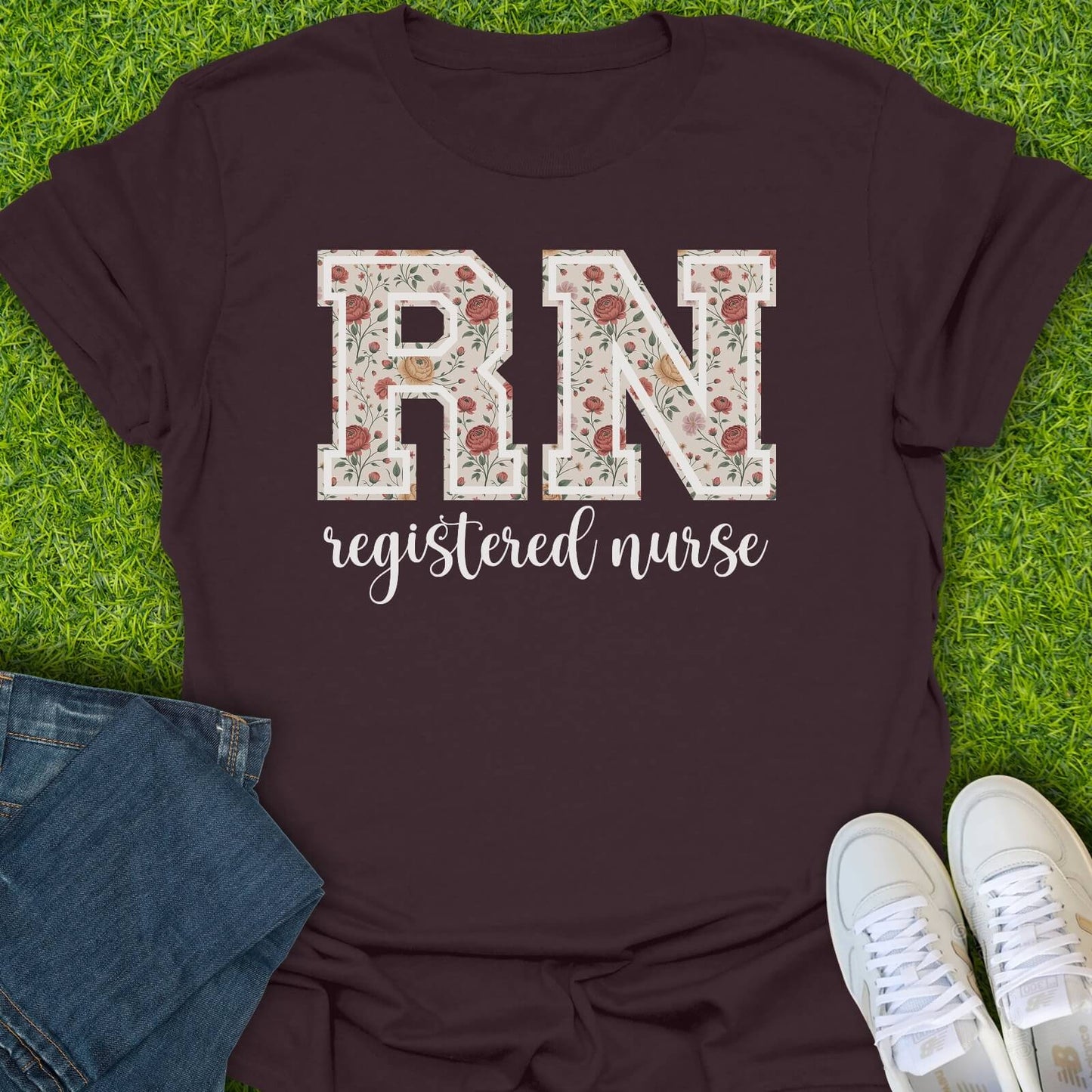 T-Shirt Dark Chocolate / S Floral RN Tee