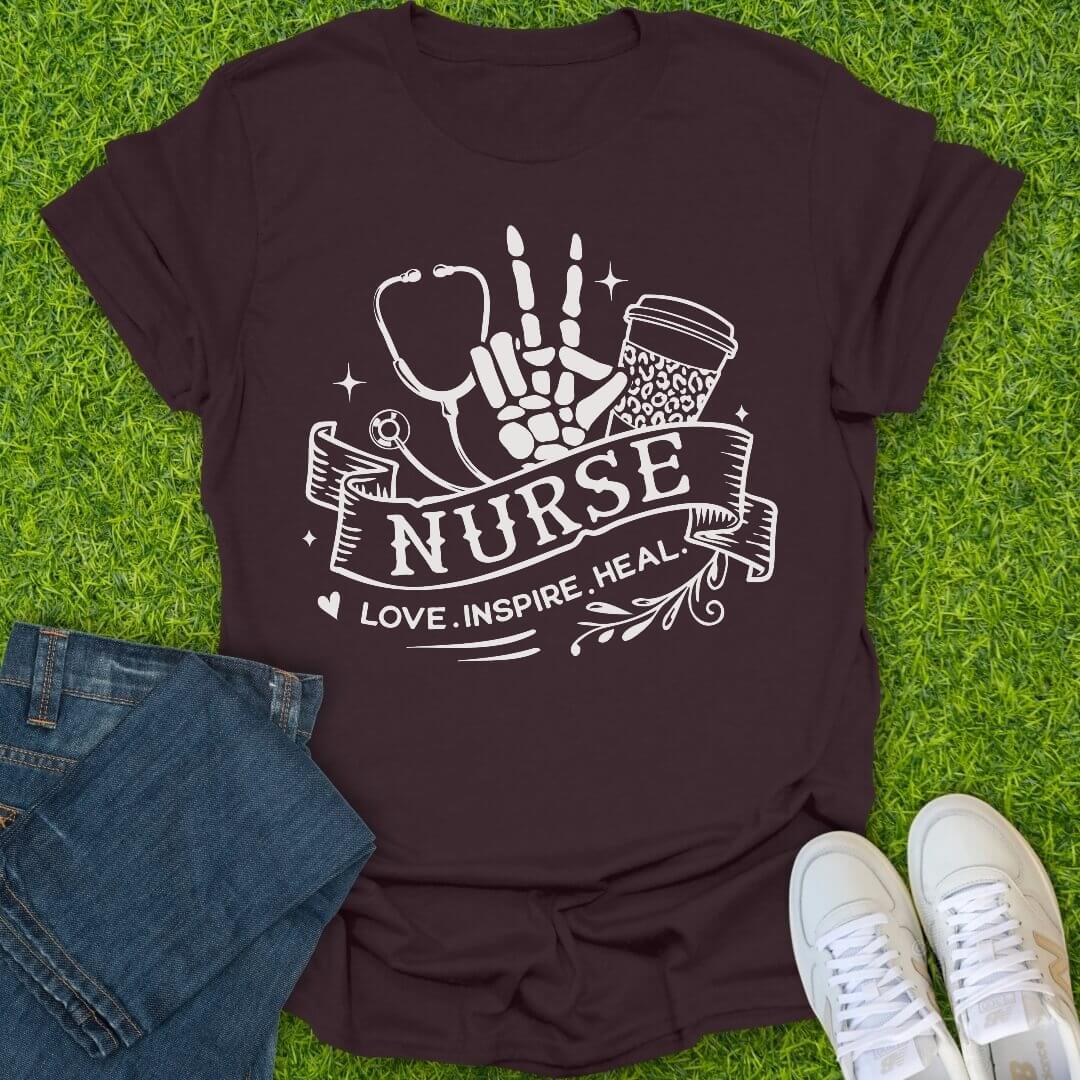 T-Shirt Dark Chocolate / S Love Inspire Heal Tee