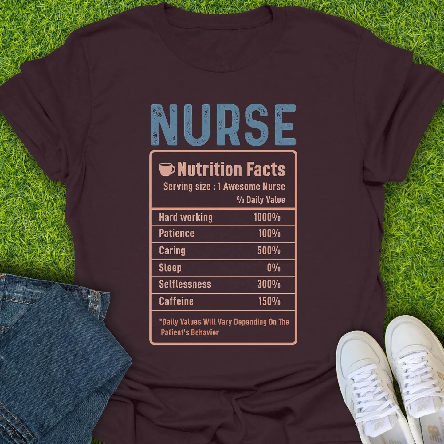 T-Shirt Dark Chocolate / S Nurse Nutrition Facts Tee