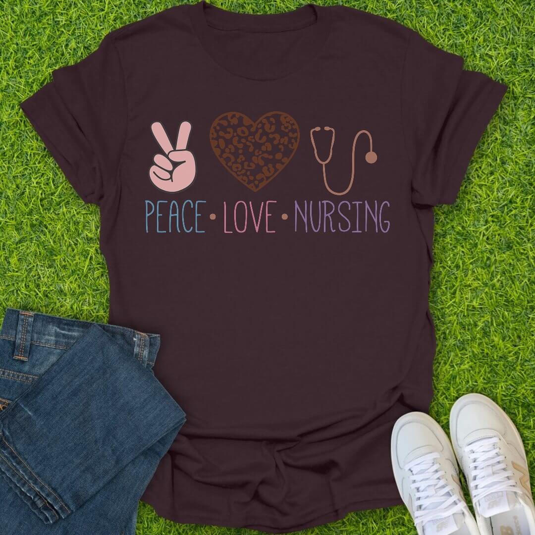 T-Shirt Dark Chocolate / S Peace Love Nursing Tee