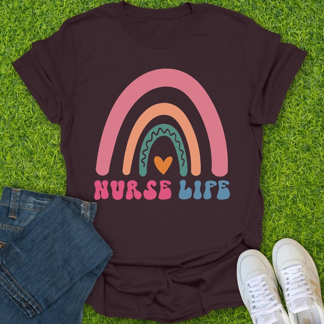 T-Shirt Dark Chocolate / S Rainbow Nurse Life Tee