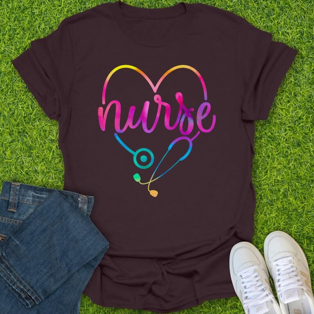 T-Shirt Dark Chocolate / S Rainbow Nurse Tee