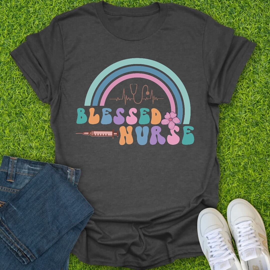 T-Shirt Dark Heather / S Blessed Nurse Energy Tee