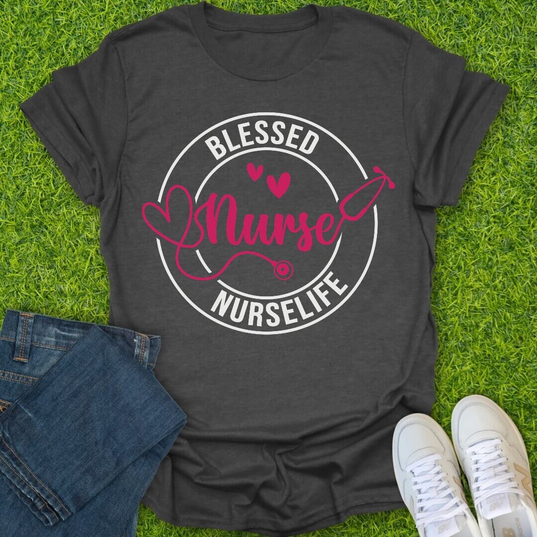 T-Shirt Dark Heather / S Blessed Nurse Life Tee