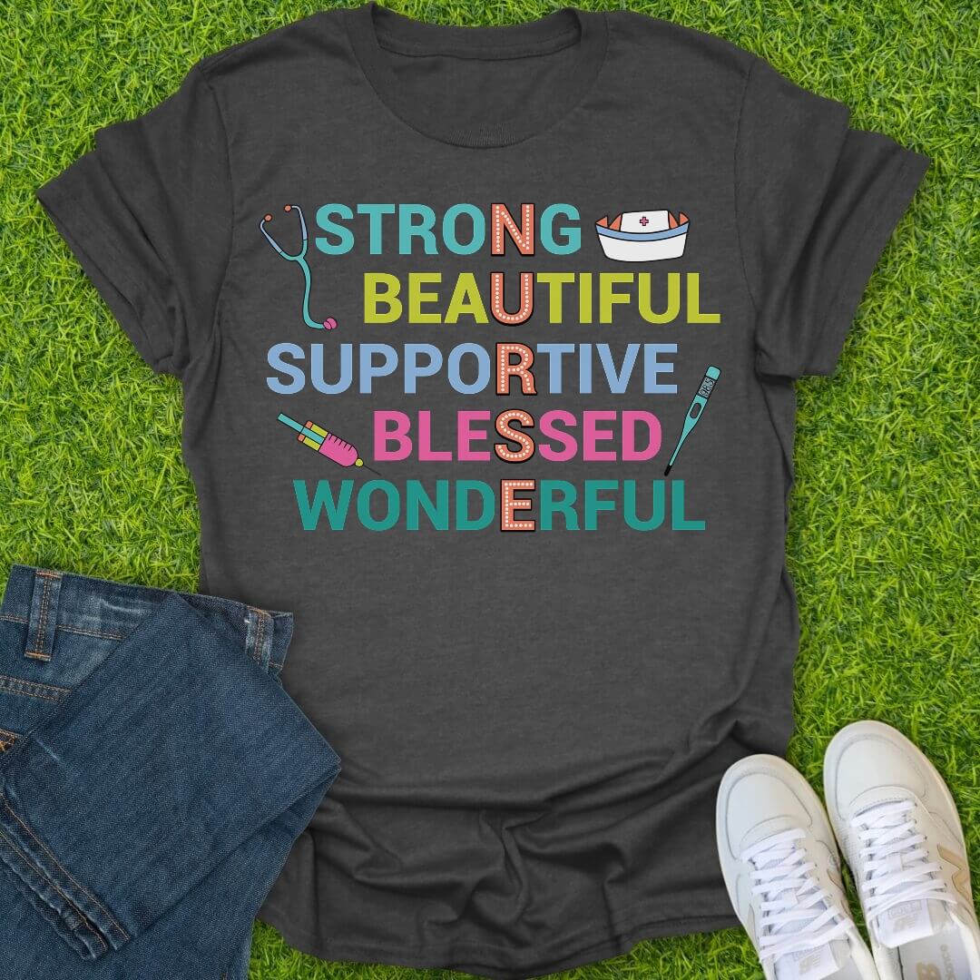 T-Shirt Dark Heather / S Bold Nurse Traits Tee