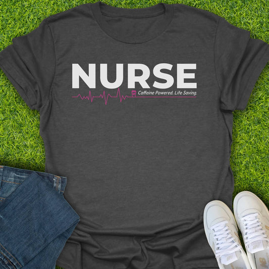 T-Shirt Dark Heather / S Caffeine Powered Life Saving Tee