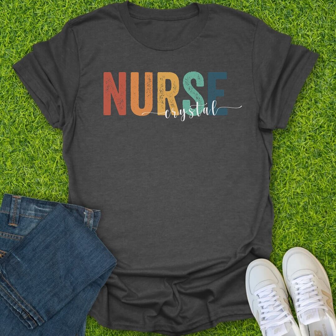 T-Shirt Dark Heather / S Custom Rainbow Nurse Tee