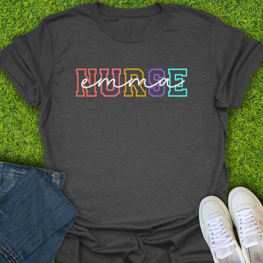 T-Shirt Dark Heather / S Custom Varsity Nurse Tee