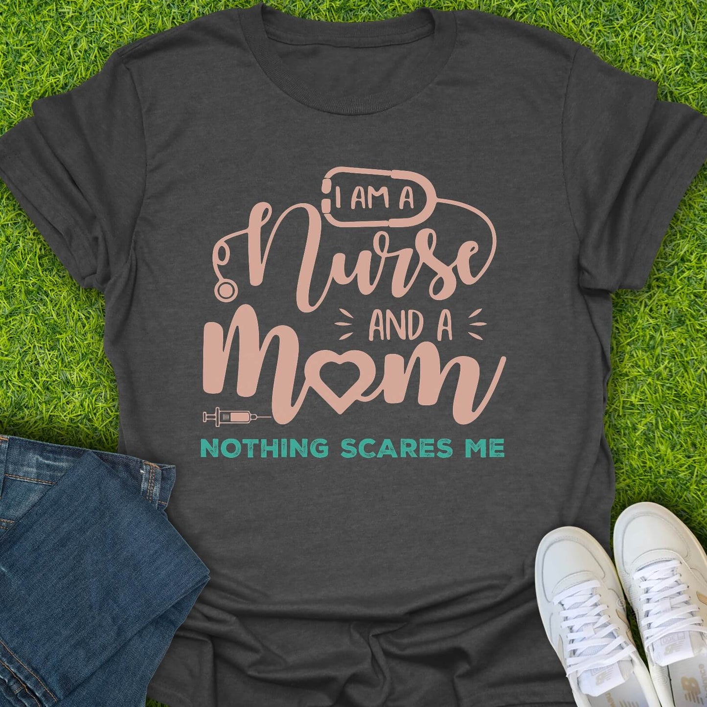 T-Shirt Dark Heather / S Fearless Nurse Mom Tee