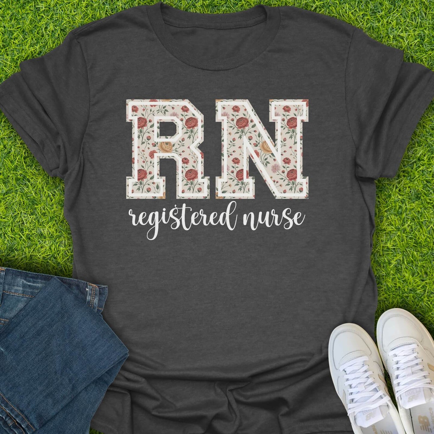 T-Shirt Dark Heather / S Floral RN Tee