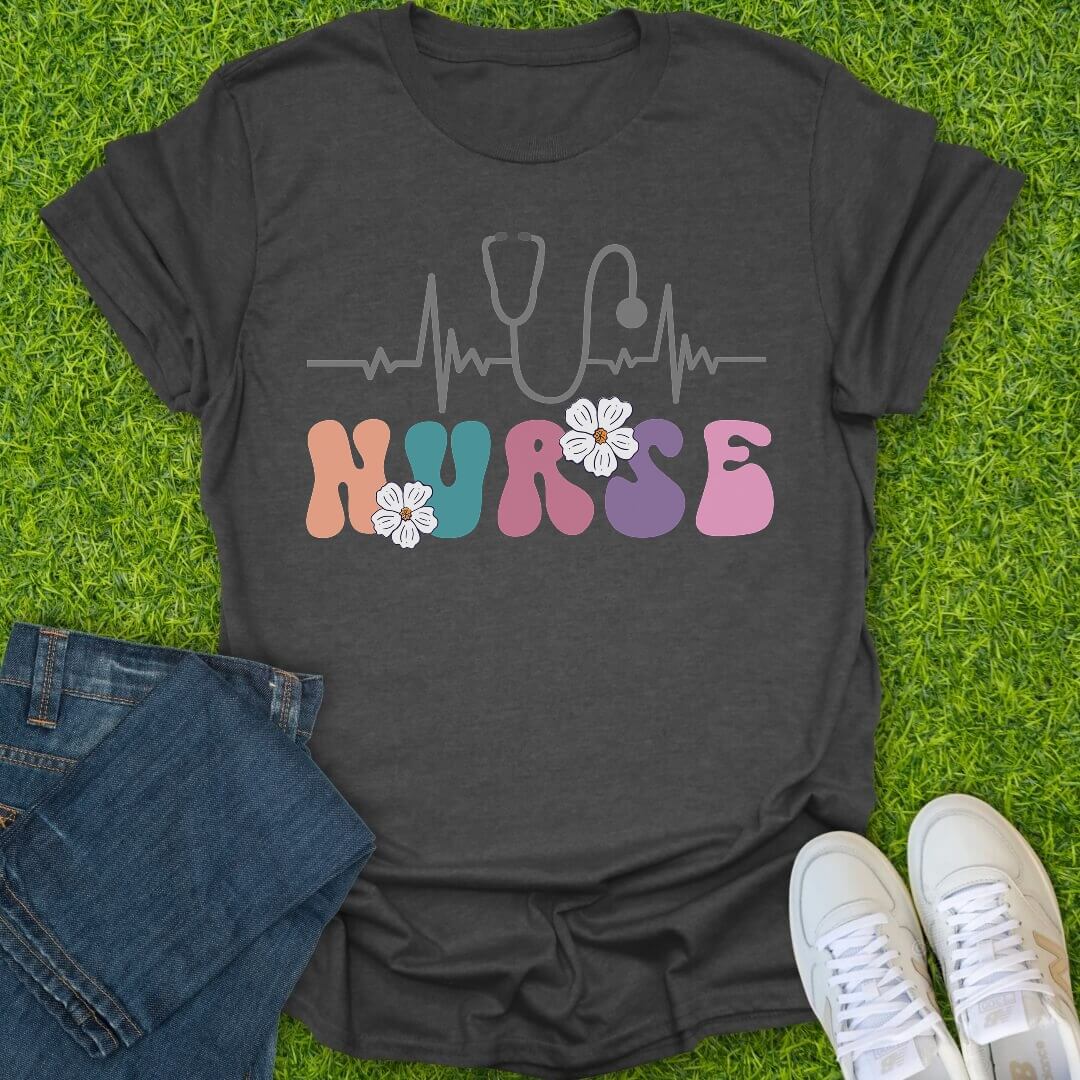 T-Shirt Dark Heather / S Heartbeat Nurse Tee