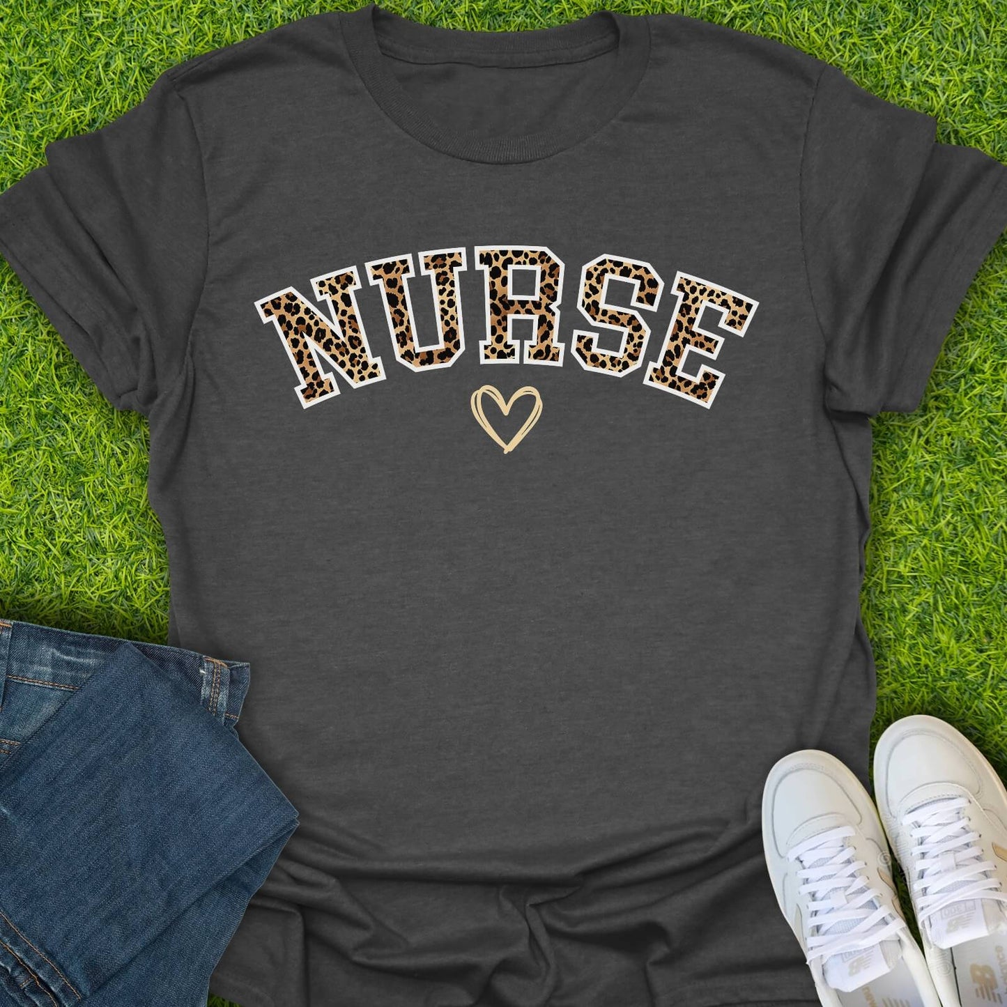 T-Shirt Dark Heather / S Leopard Nurse Arch Tee