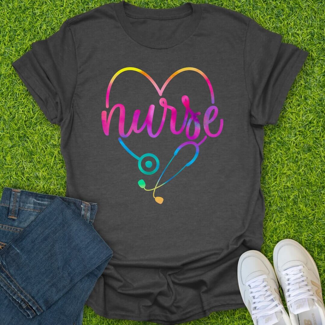 T-Shirt Dark Heather / S Rainbow Nurse Tee