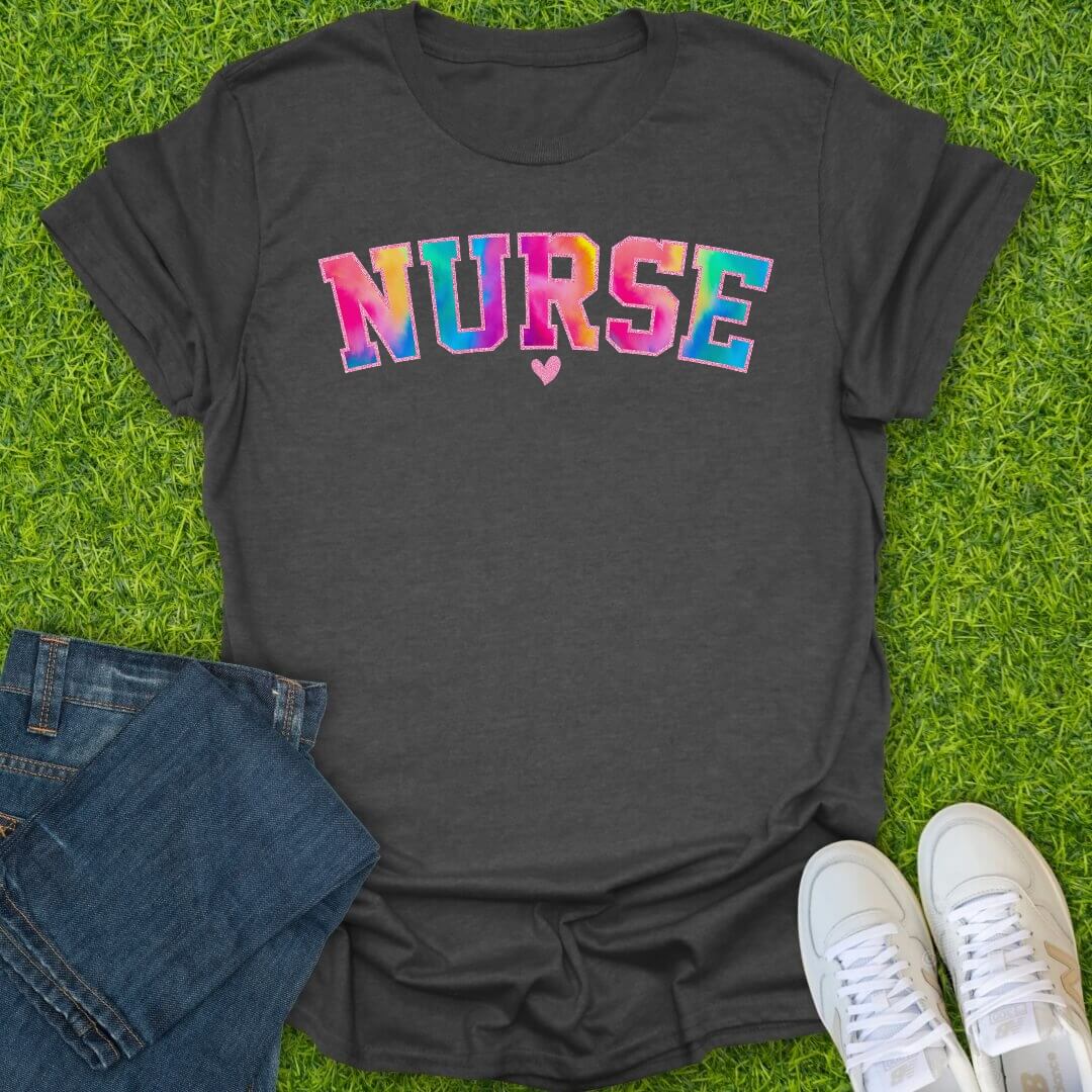 T-Shirt Dark Heather / S Rainbow Nurse Varsity Tee